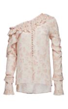 Magda Butrym One Shoulder Ruffle Long Sleeve Blouse