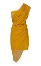 Cushnie Strapless Drape Overlay Silk Mini Dress