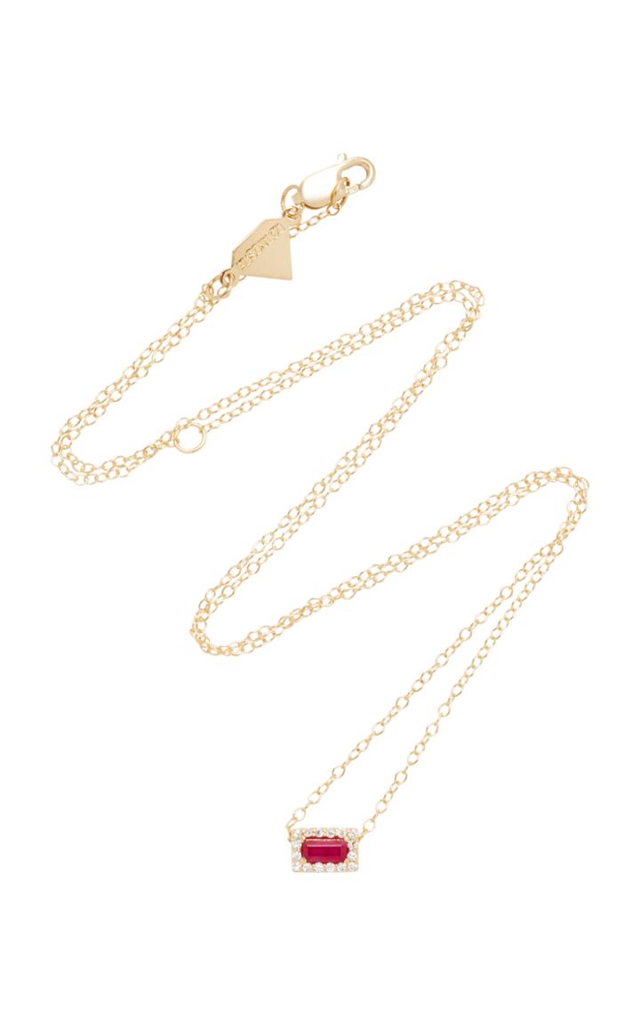 Alison Lou 14k Gold Ruby Diamond Necklace