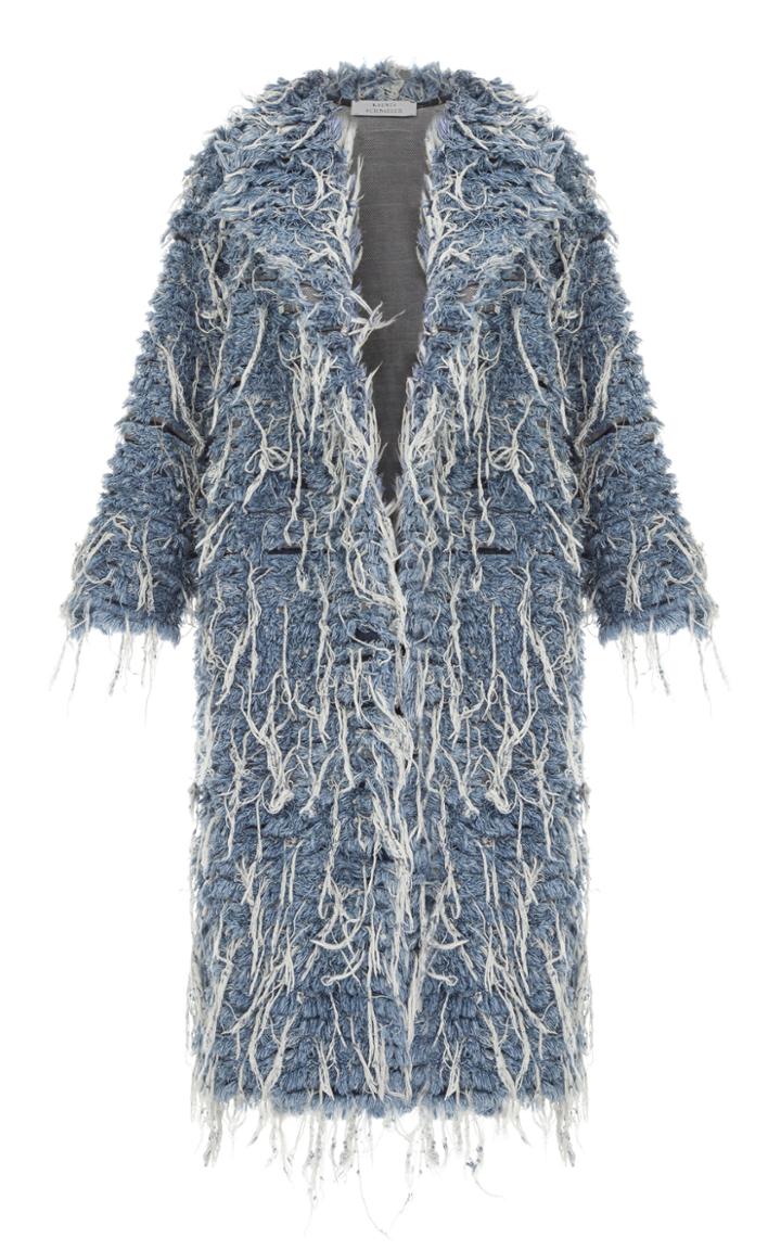 Ksenia Schnaider Long Denim Fur Coat