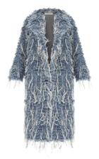 Ksenia Schnaider Long Denim Fur Coat