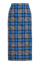 Moda Operandi Alessandra Rich Wool Check Midi Skirt