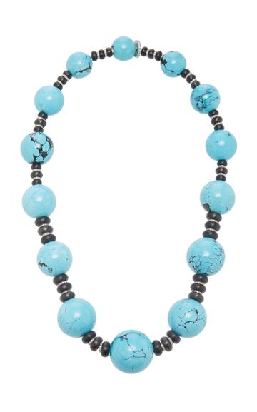 Sabbadini White Gold Turquoise And Diamond Necklace