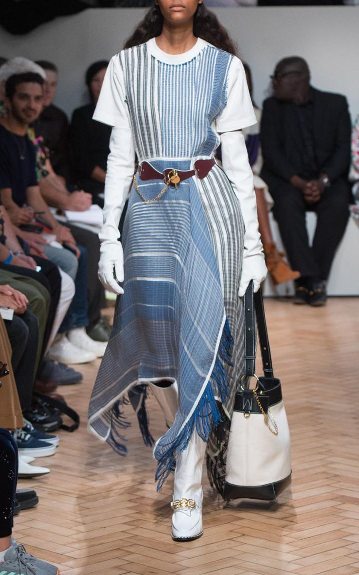 Jw Anderson Striped Jacquard Crewneck Dress