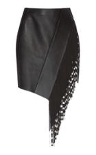 David Koma Leather Fringe Skirt