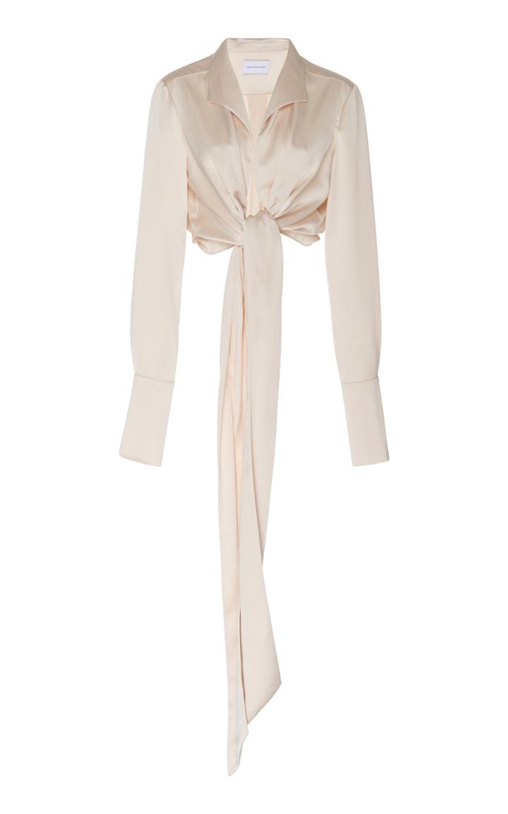 Significant Other Lucine Cropped Tie-front Satin Top