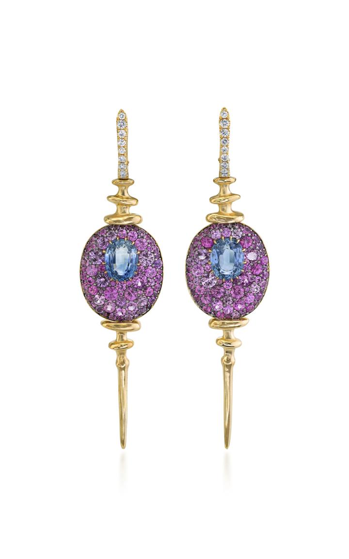 Vram Chrona Sapphire 18k Yellow Gold Earrings