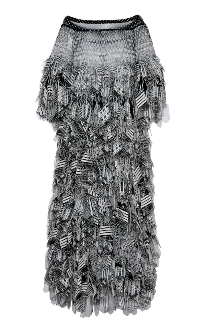 Moda Operandi Rahul Mishra 3d Building Metamorphosis Off-the-shoulder Maxi Dress Siz