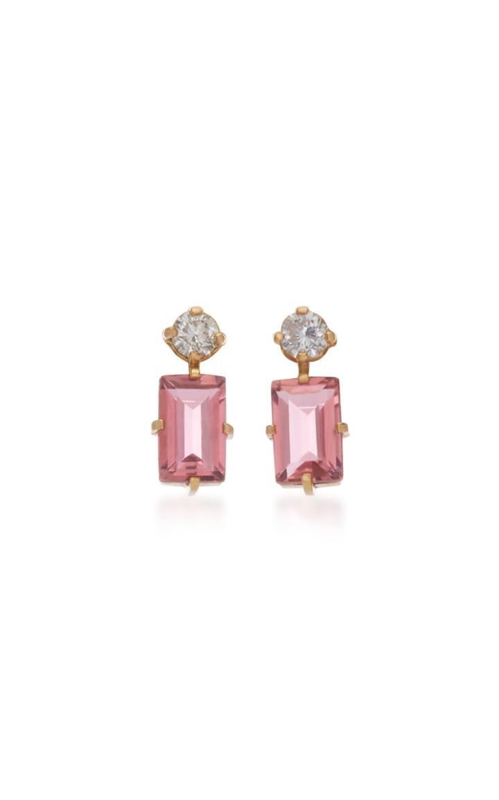 Yi Collection 18k Gold Pink Tourmaline And Diamond Earrings