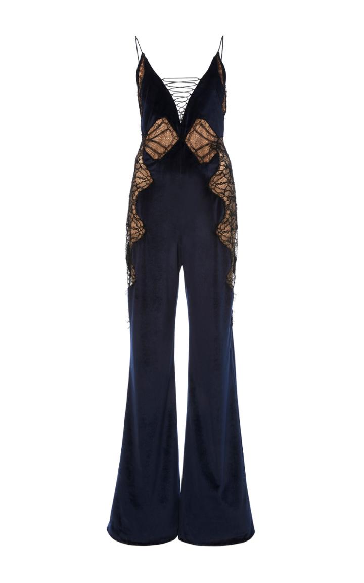 Jonathan Simkhai Lace-up Velvet Jumpsuit