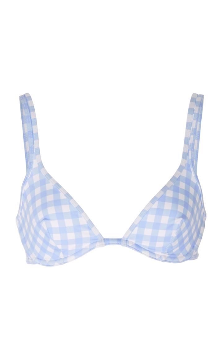 Moda Operandi Ephemera Lycra Sky Gingham Classic Bikini Top Size: 36