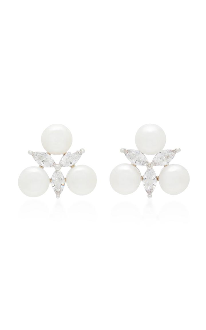 Fallon Faux Pearl, Crystal And Silver-plated Earrings