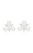 Fallon Faux Pearl, Crystal And Silver-plated Earrings