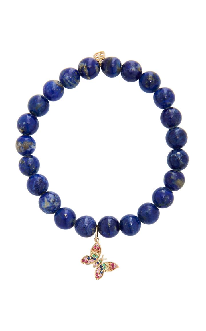 Sydney Evan 8mm Lapis Bead Bracelet With Mini Rainbow Butterfly Charm