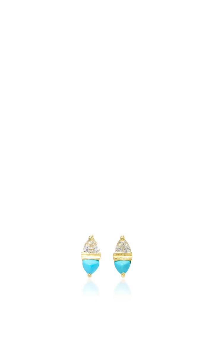 Ila 14k Gold Turquoise And Sapphire Stud Earrings