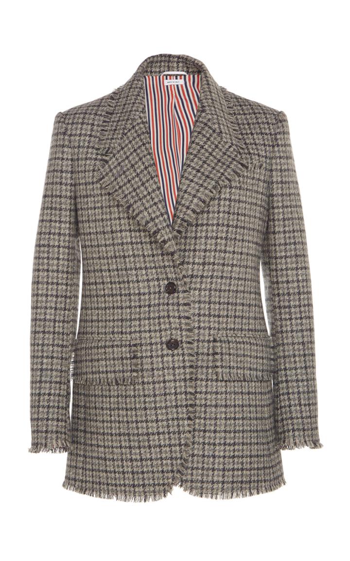 Thom Browne Cashmere Frayed Check Blazer