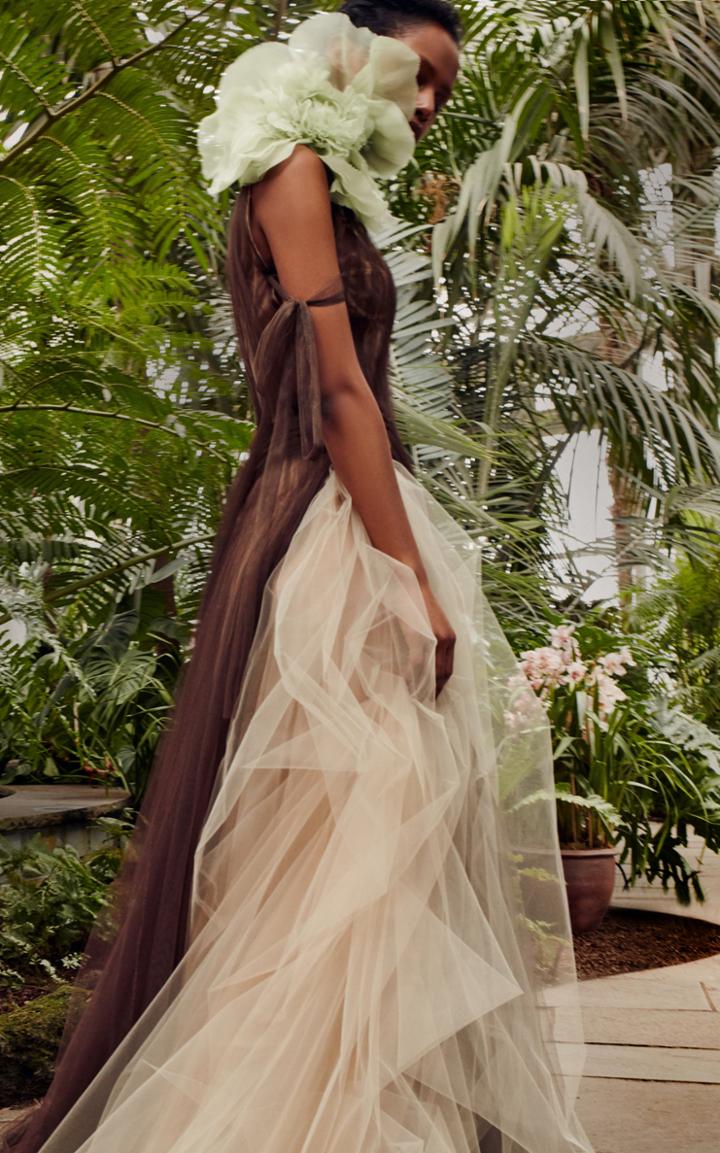 Vera Wang Cosmos French Tulle V-neck Gown