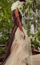 Vera Wang Cosmos French Tulle V-neck Gown