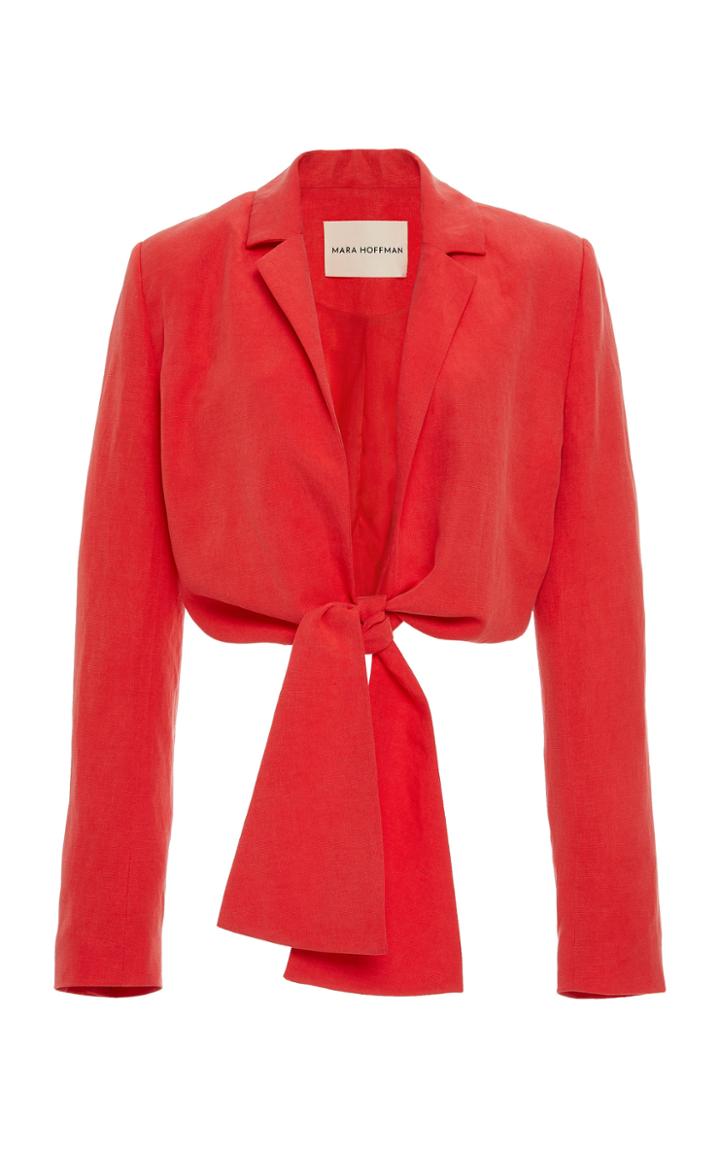 Mara Hoffman Catalina Tie-front Tencel And Linen-blend Jacket