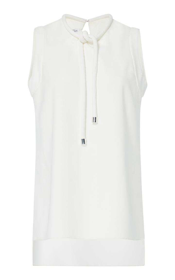 Oscar De La Renta Sleeveless Cord Tie Blouse
