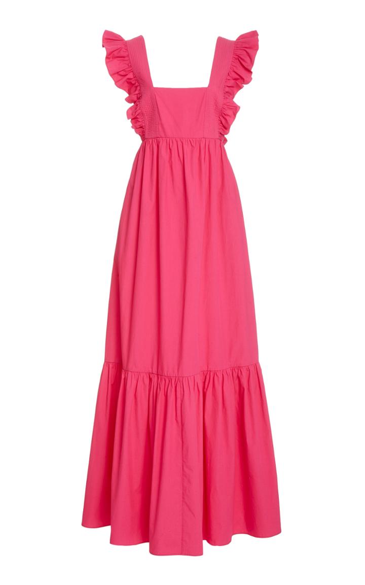 Self Portrait Ruffled Cotton Maxi Dress