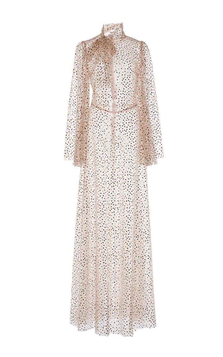 Sandra Mansour Belinda Beaded Tulle Ruffle Dress
