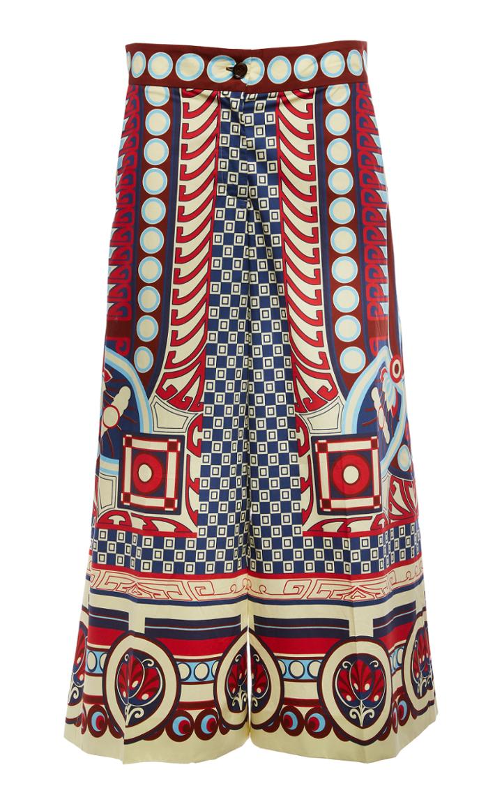 La Doublej Printed Cotton Flared-leg Culottes