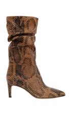 Paris Texas Slouchy Python-effect Leather Calf-length Boots