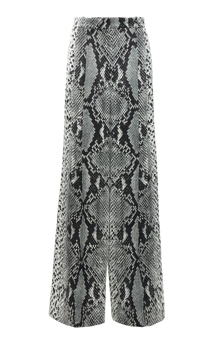 Moda Operandi Joseph Tima Pleated Snake-print Satin Wide-leg Trousers