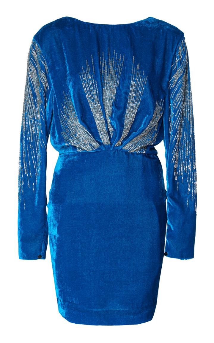 Attico Velvet Embroidered Mini Dress