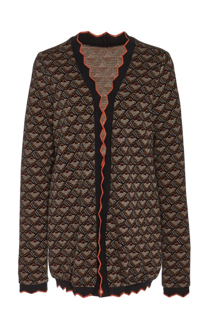 Anna Sui Contrast-trimmed Diamond Knit Cardigan