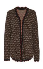 Anna Sui Contrast-trimmed Diamond Knit Cardigan