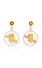 Oscar De La Renta Gold-plated Crystal And Pearl Earrings