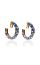Oscar De La Renta Large Metal Hoop With Crystals C Earring
