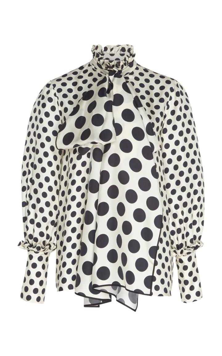 Dice Kayek Exaggerated Neck Tie Silk Shirt