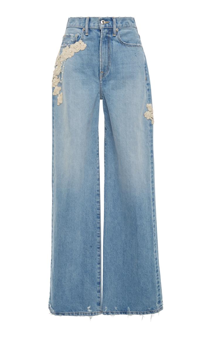 Jonathan Simkhai Pearl Patchwork Denim Wide Leg Pant