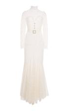 Moda Operandi Alessandra Rich High Neck Cotton Blend Lace Long Dress