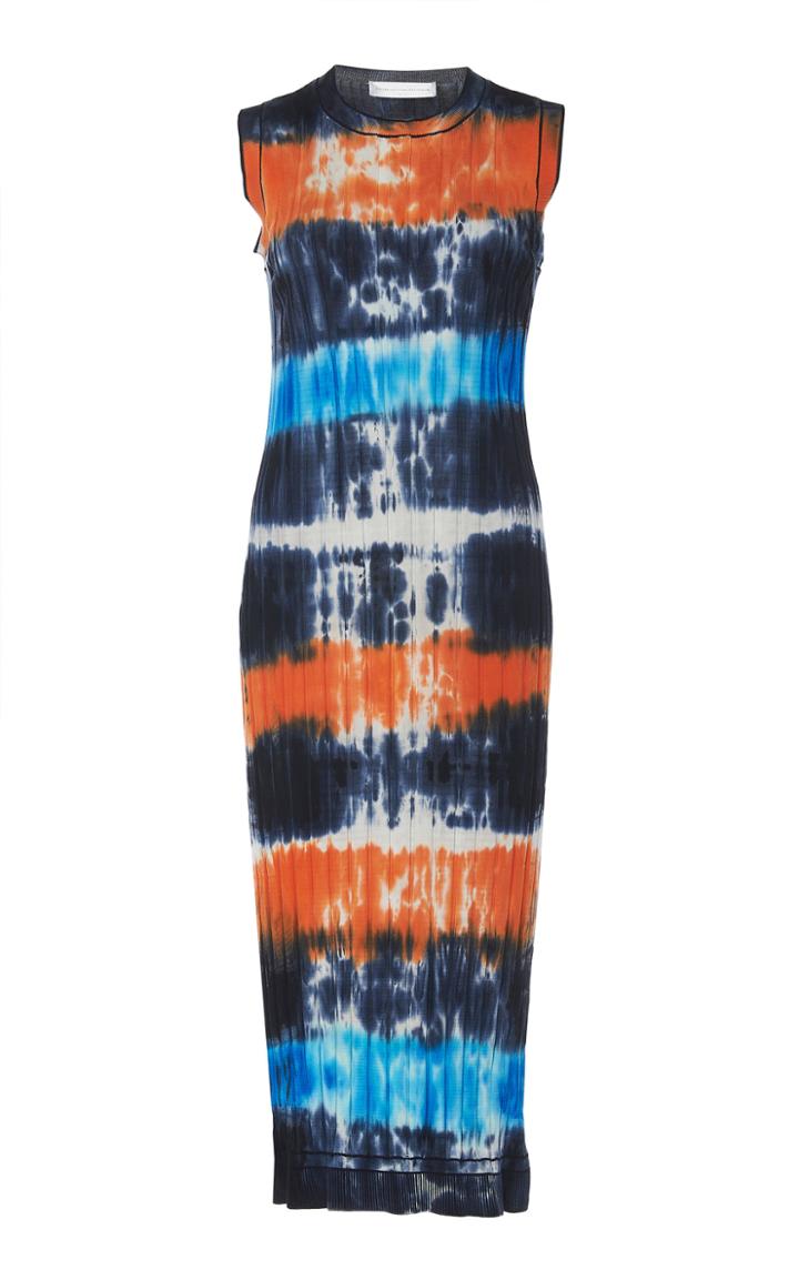 Victoria Victoria Beckham Ribbed Tie-dye Cotton-jersey Midi Dress