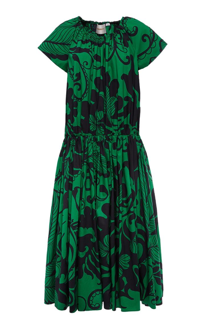 Moda Operandi La Doublej Positano Printed Cotton Midi Dress Size: Xs