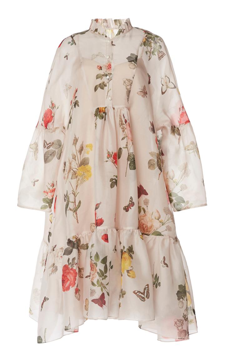 Biyan Arda Silk Peasant Knee Length Dress
