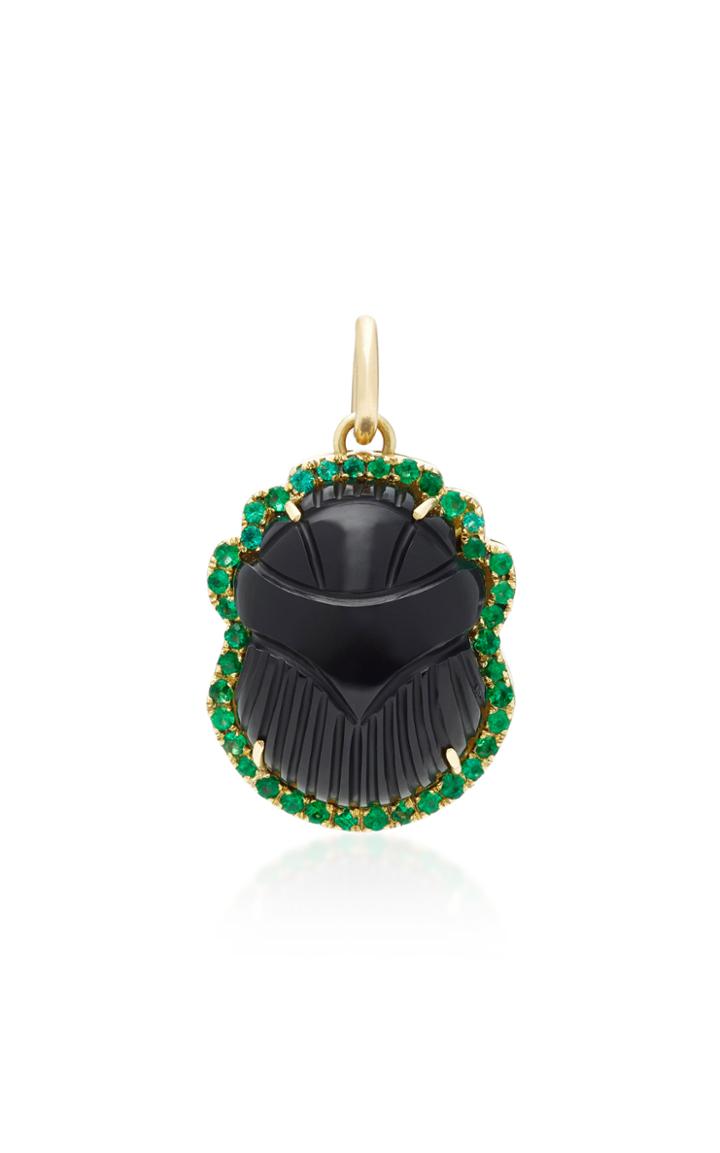 Silvia Furmanovich Scarab Onyx Pendant With Gemfields Emerald Pave