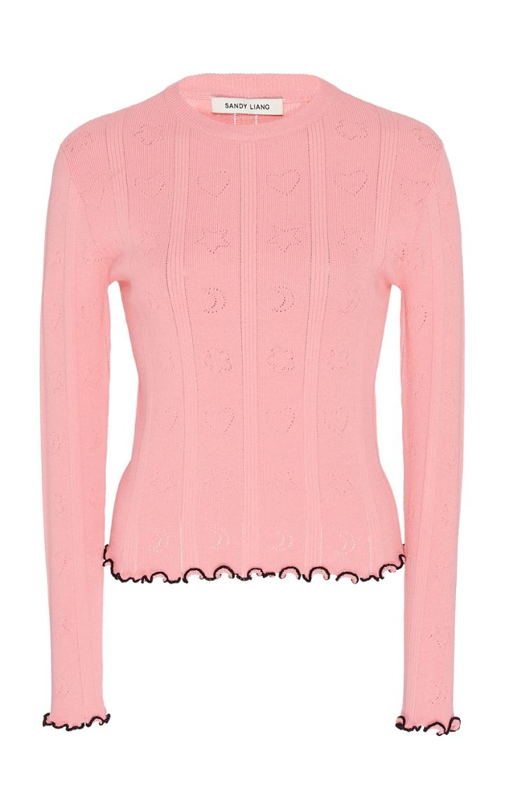 Sandy Liang Signals Ribbed-knit Top