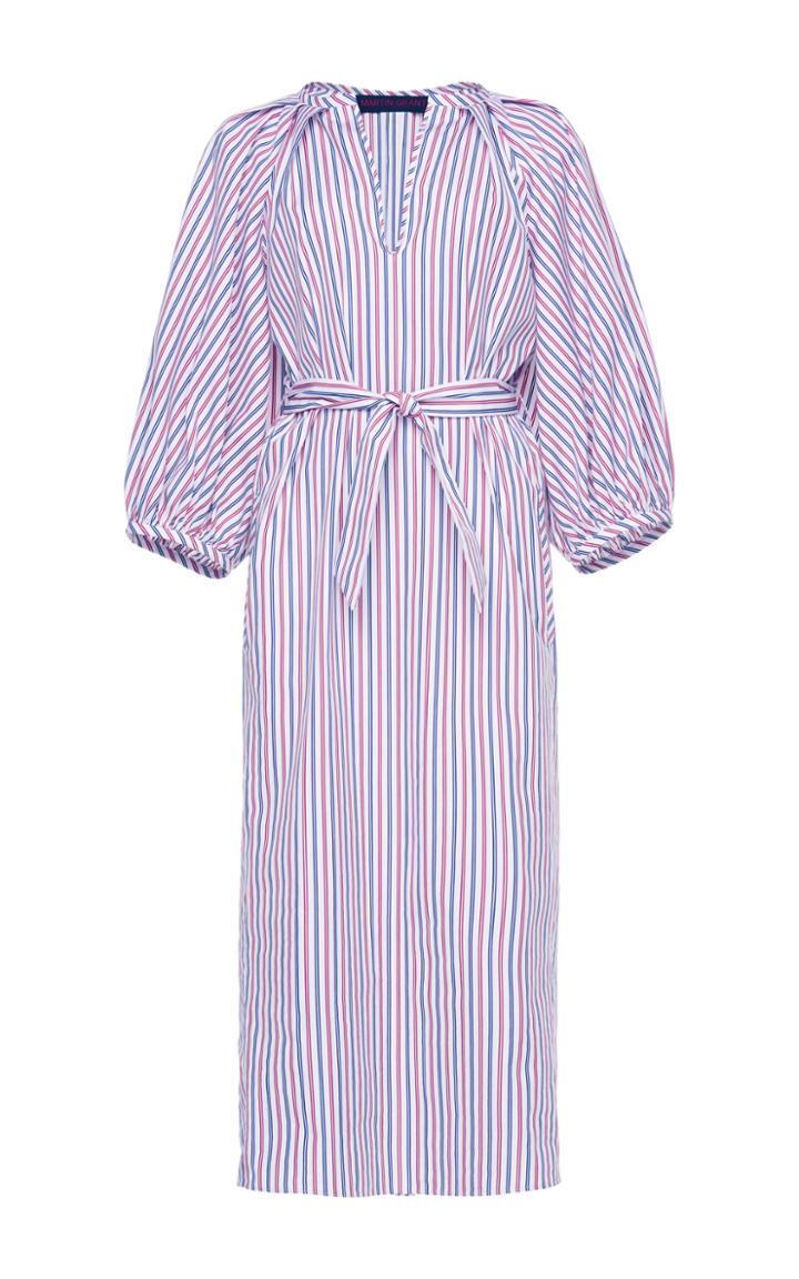 Martin Grant Striped Balloon Sleeve Shirt Dress