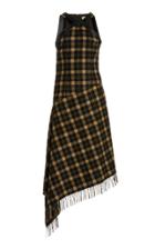 Moda Operandi Michael Kors Collection Belted Asymmetric Wool Check Dress
