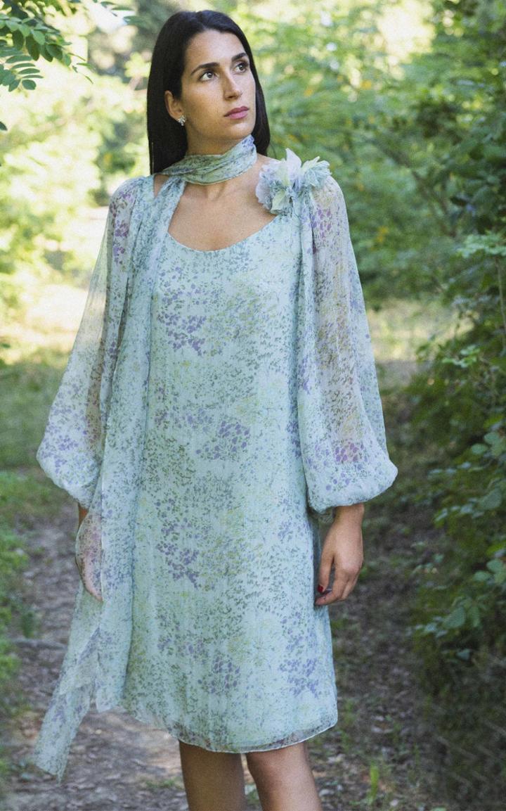 Moda Operandi Luisa Beccaria Tie-neck Printed Silk Chiffon Midi Dress