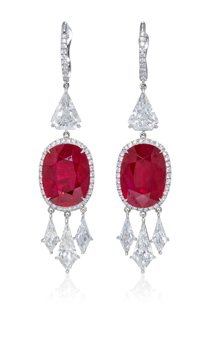 Bayco Ruby And Diamond Drop Earrings
