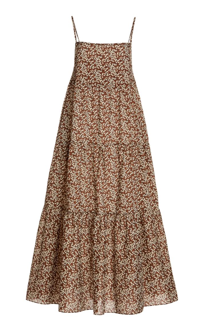 Moda Operandi Matteau Tiered Floral Cotton Voile Maxi Dress