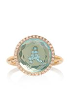 Moda Operandi Noush Blue Topaz Hidden Treasure Roman Initial Ring Size: 3