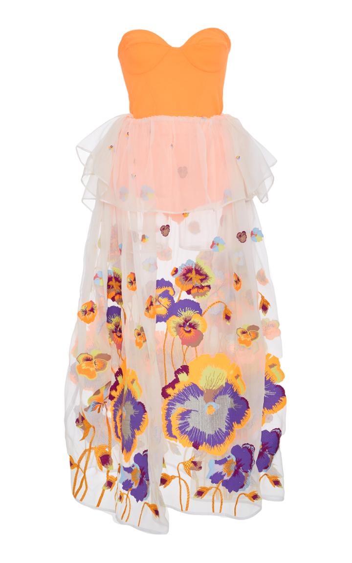 Yuliya Magdych Pansies Embroidered Top And Skirt Set