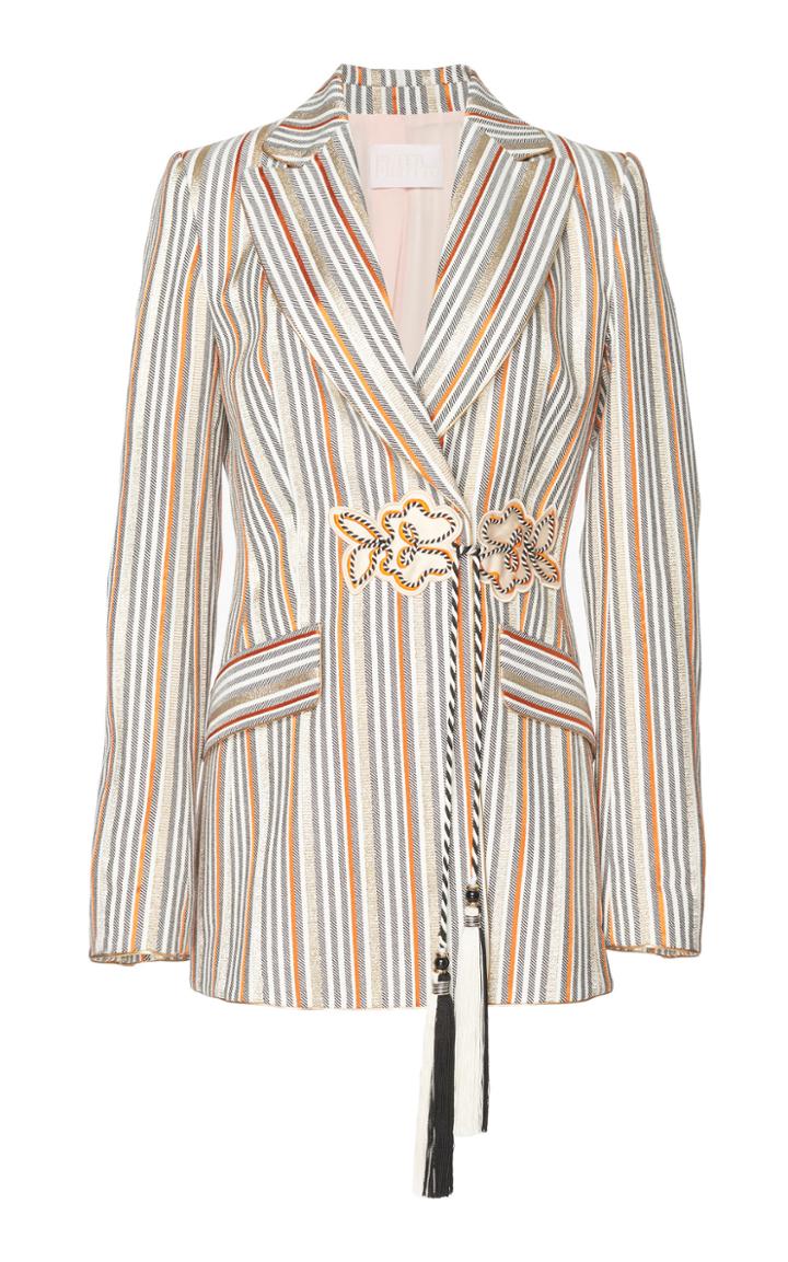 Peter Pilotto Striped Embellished Lurex Tassel Jacket